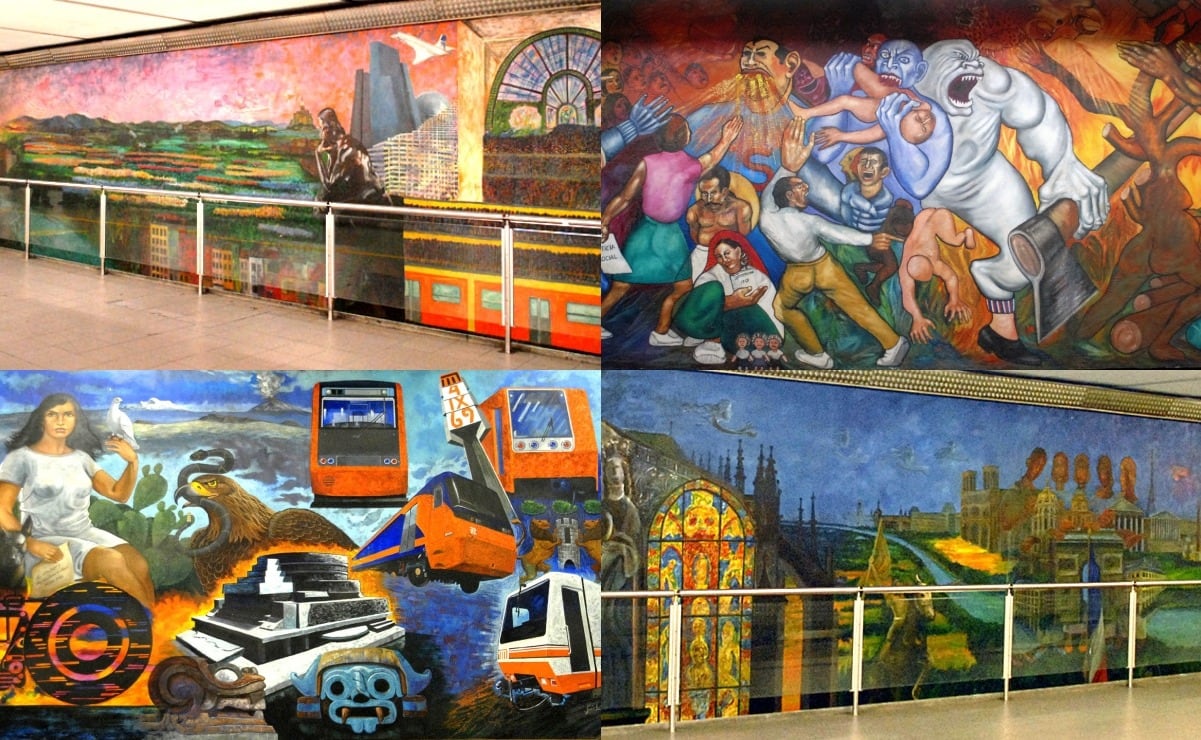 El significado de los murales que hay en el metro; arte que viaja con los mexicanos 