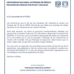 Desalojan-FCPyS-de-la-UNAM-por-amenaza-de-objeto-explosivo