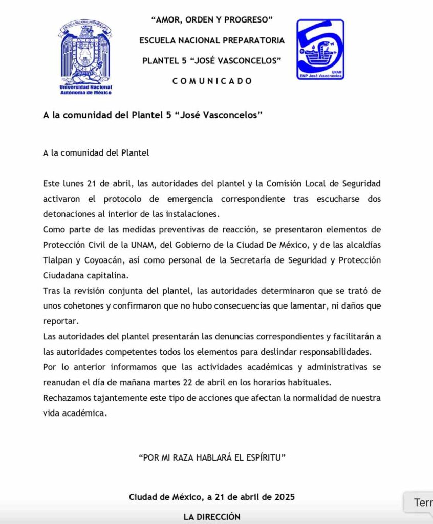 Comunicado Prepa 5 